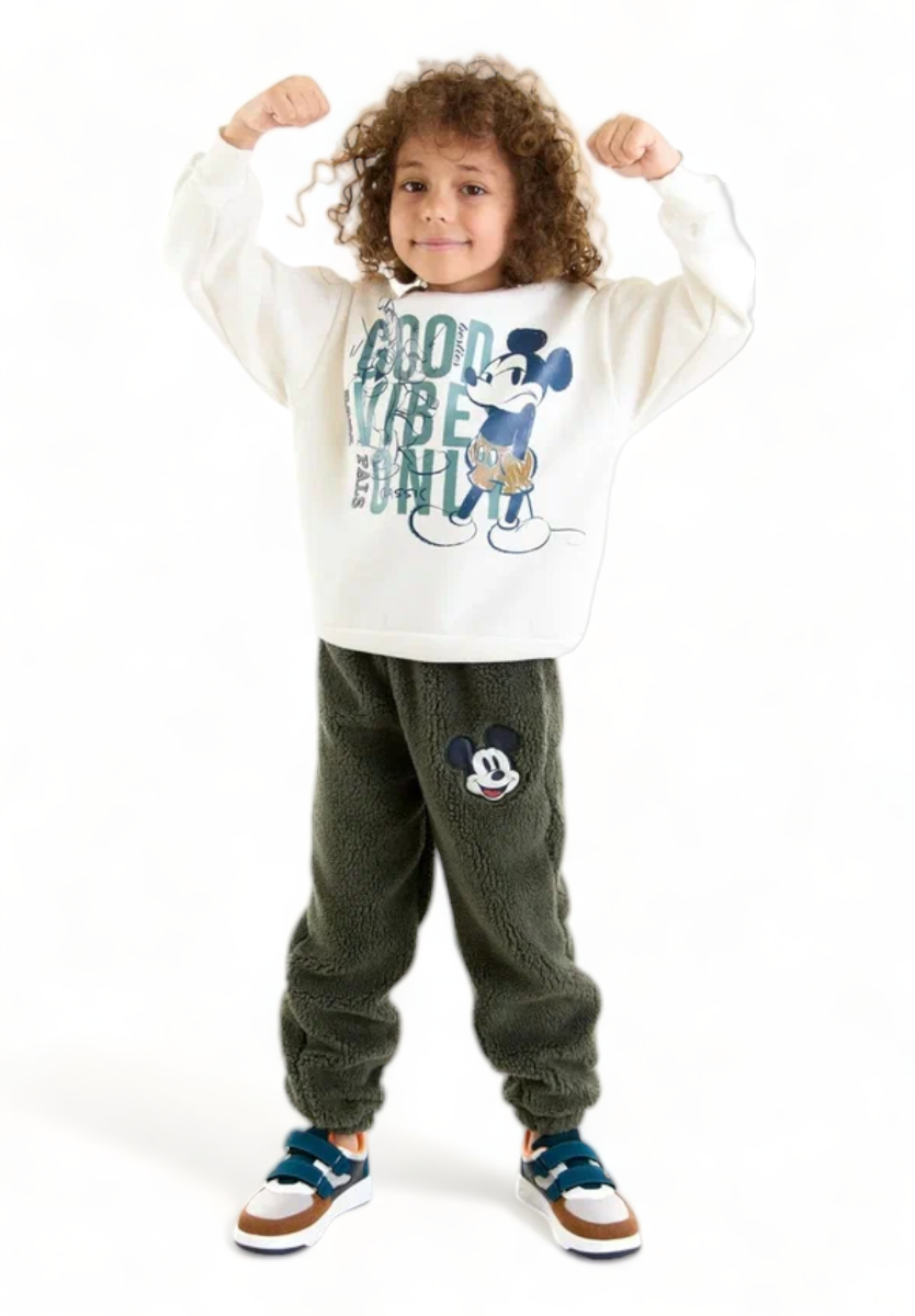 Φόρμα βαμβακερή για αγόρι Cimpa MickeyGood Vibes με fleece παντελόνι