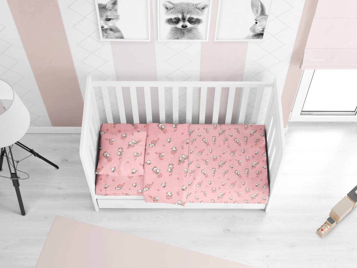 ΠΑΠΛΩΜΑΤΟΘΗΚΗ ΕΜΠΡΙΜΕ bebe Birds 15 120Χ160 Pink Flannel cotton 100%