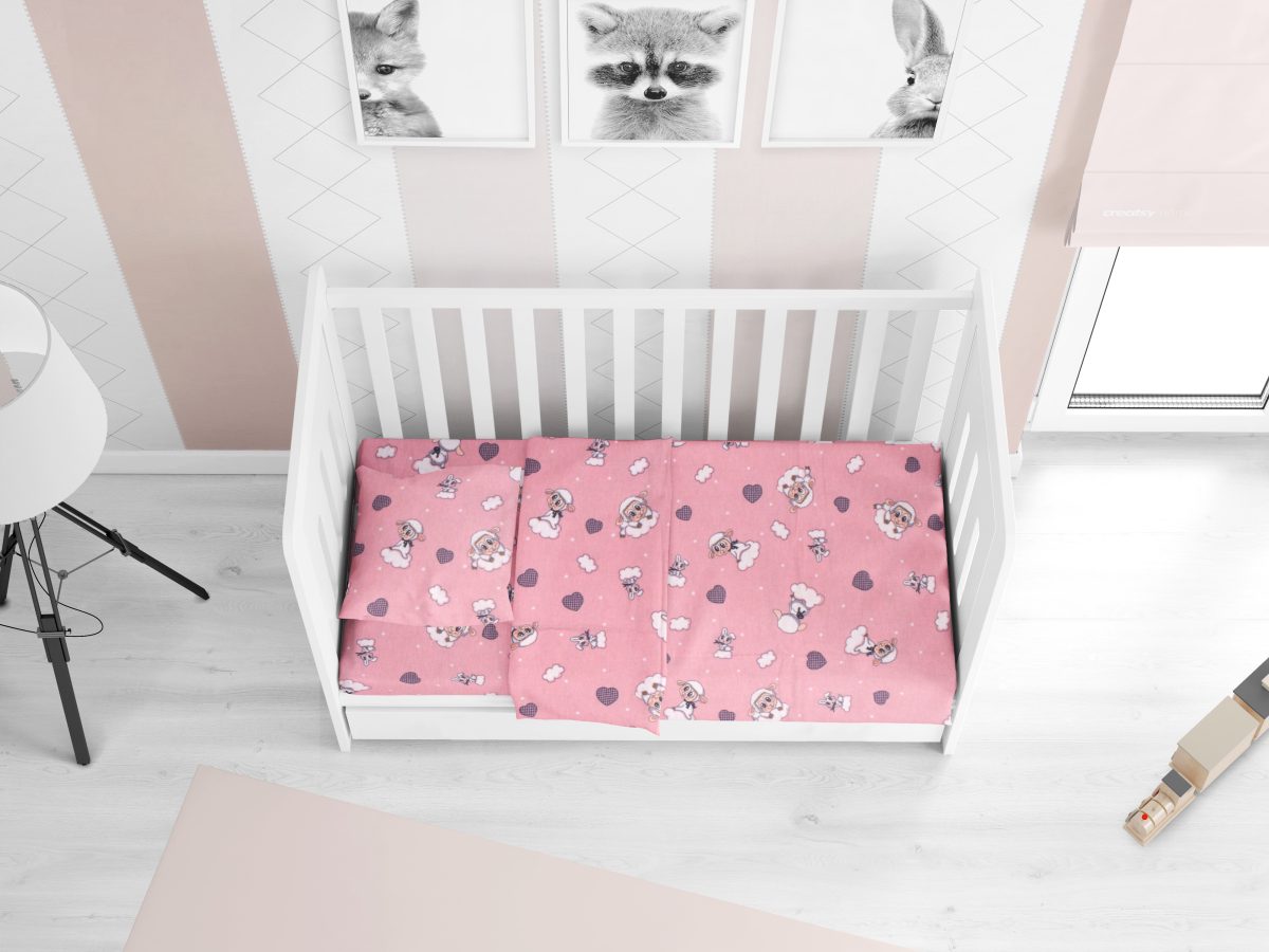ΠΑΠΛΩΜΑΤΟΘΗΚΗ ΕΜΠΡΙΜΕ bebe Προβατάκι 05 120Χ160 Pink Flannel cotton 100%