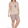 ΠΙΤΖΑΜΑ ΓΥΝΑΙΚΕΙΑ ΜΕ ΣΟΡΤΣΑΚΙ PLUS SIZE PIJAMOOD CACTUS BEIGE 	