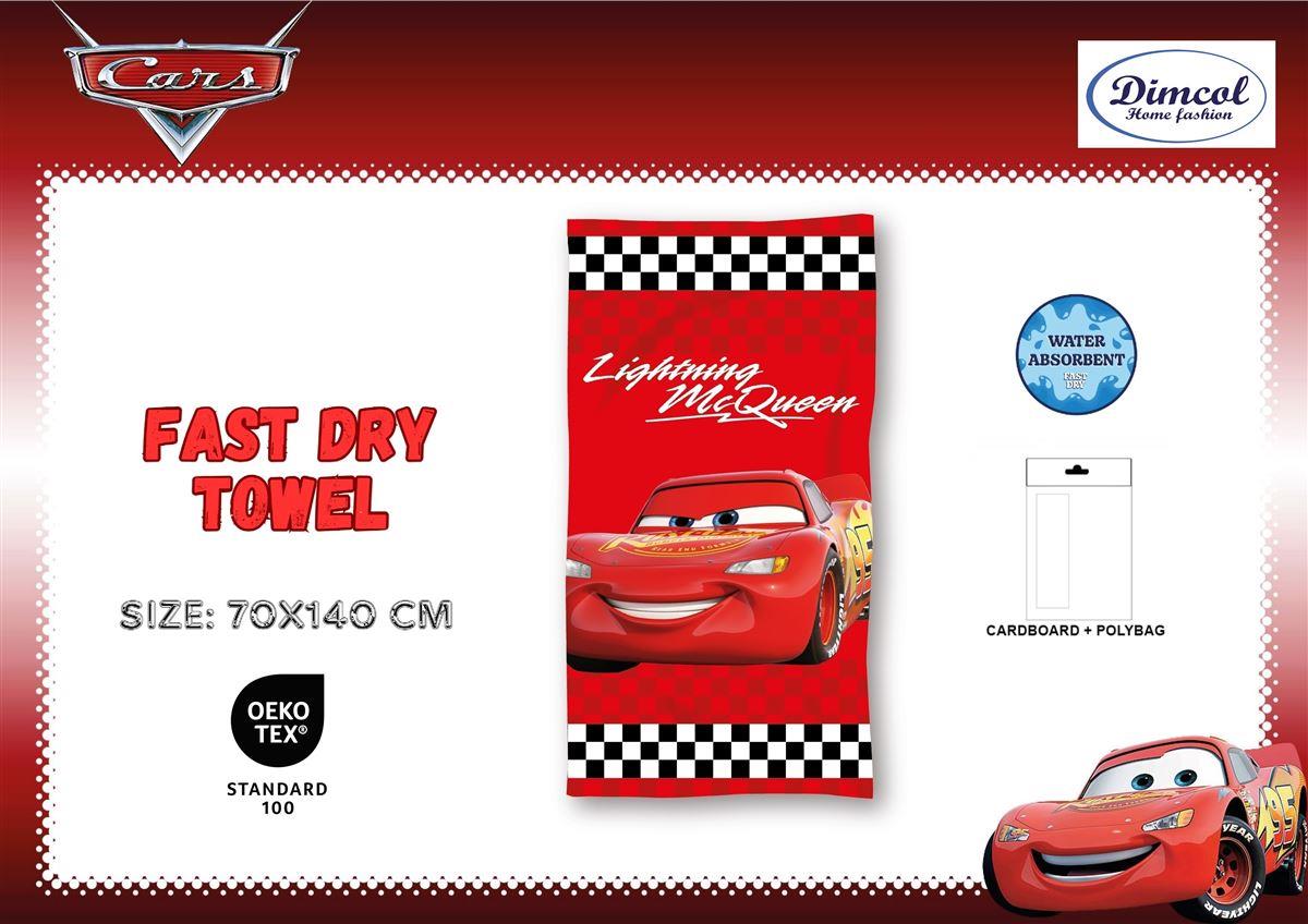 Πετσέτα Θαλάσσης Quick Dry Disney Home Cars 21 70X140 Red 100% Microfiber