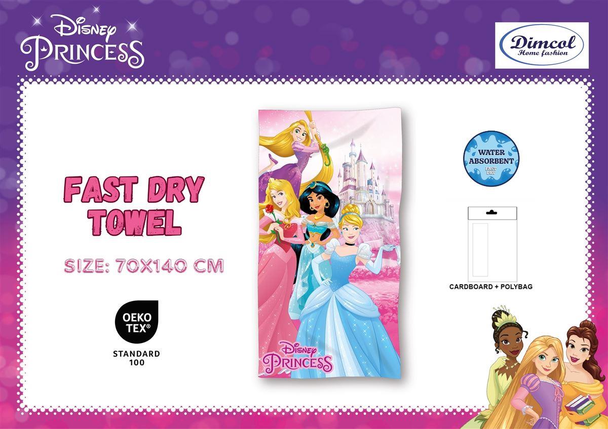 Πετσέτα Θαλάσσης Quick Dry Disney Home Princess 30 70X140 Pink 100% Microfiber