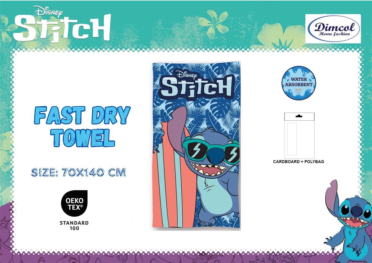 Πετσέτα Θαλάσσης Quick Dry Disney Home Lilo & Stitch 05 70X140 Blue 100% Microfiber