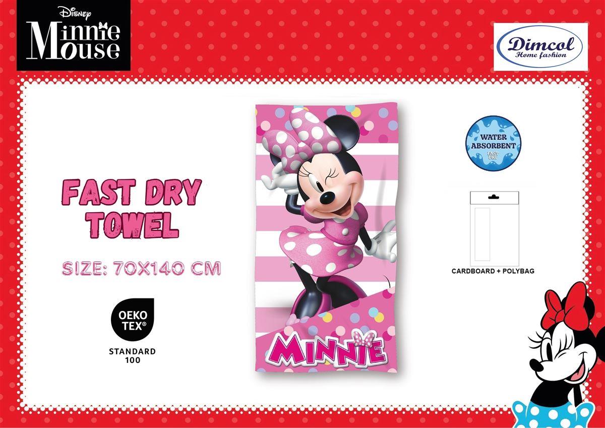 Πετσέτα Θαλάσσης Quick Dry Disney Home Minnie 26 70X140 Pink 100% Microfiber