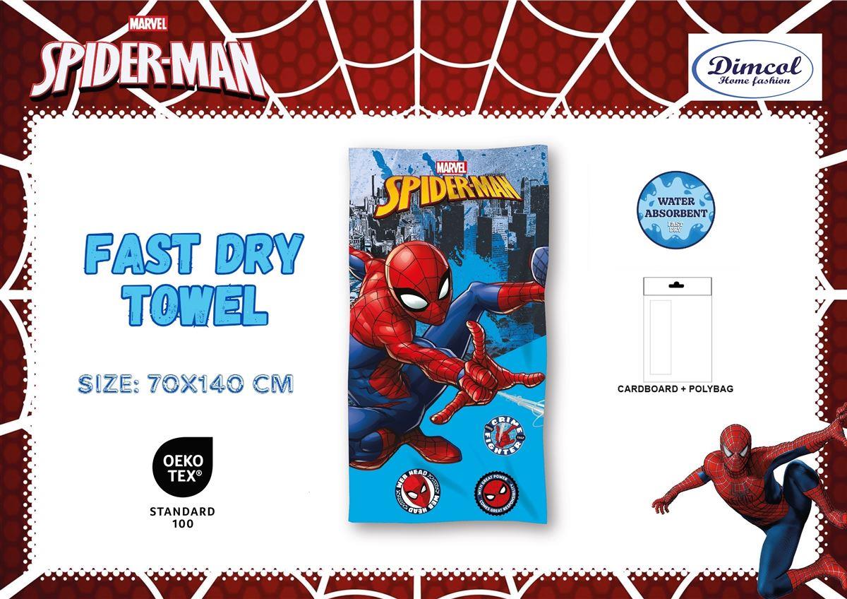 Πετσέτα Θαλάσσης Quick Dry Marvel Spider-Man 96 70X140 Sky Blue 100% Microfiber