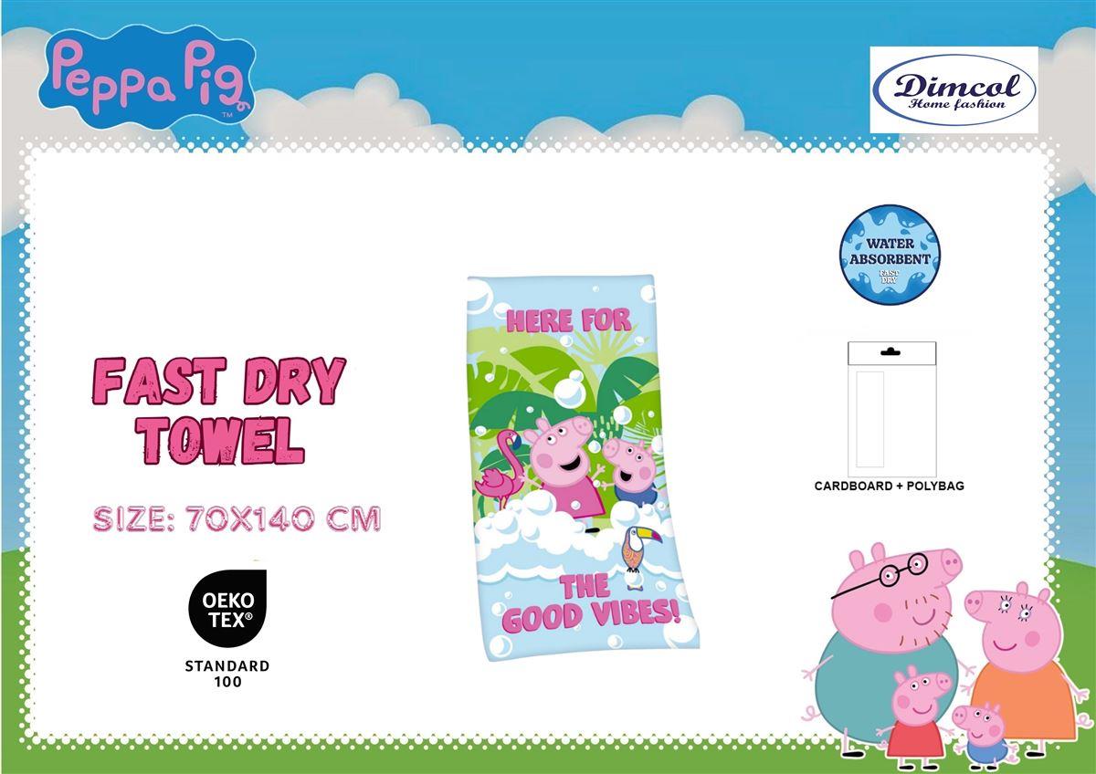 Πετσέτα Θαλάσσης Quick Dry Hasbro Peppa Pig 12 70X140 Digital Print Green 100% Microfiber