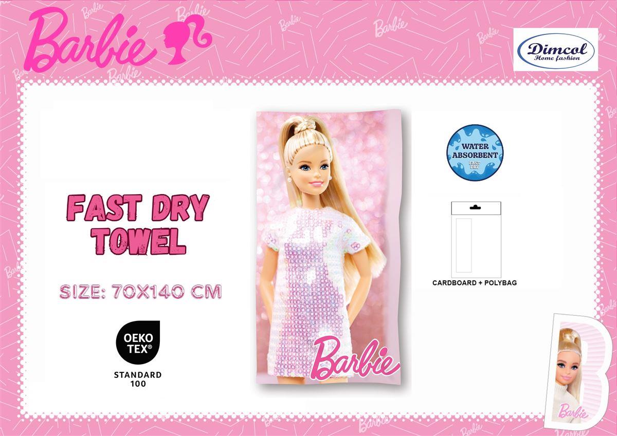 Πετσέτα Θαλάσσης Quick Dry Mattel Barbie 85 70X140 Digital Print Pink 100% Microfiber