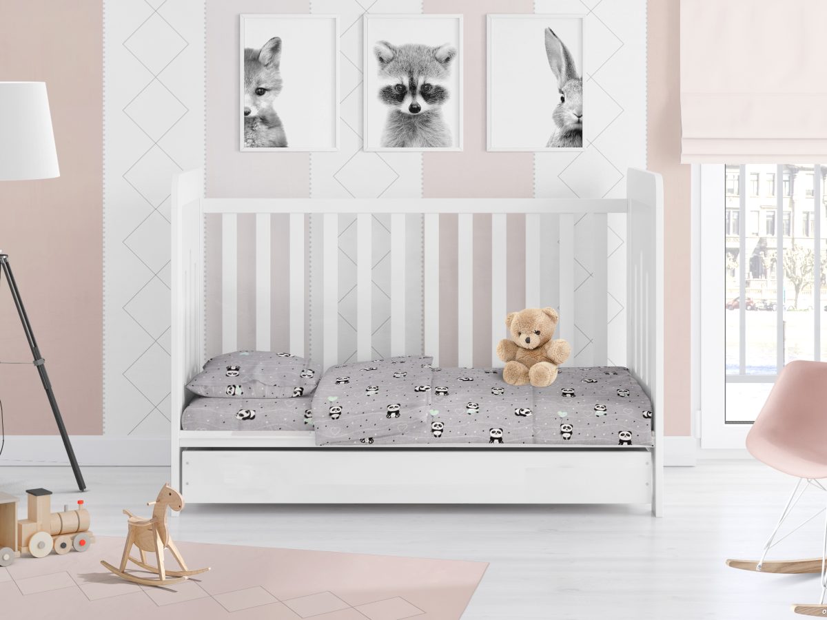 ΠΑΠΛΩΜΑ ΕΜΠΡΙΜΕ bebe PANDA 112 120X160 Grey-Green Cotton 100%