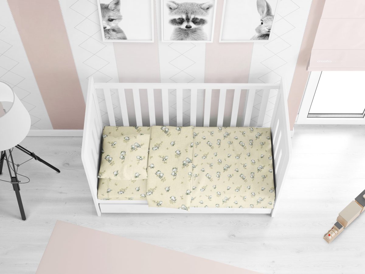 ΠΑΠΛΩΜΑ ΕΜΠΡΙΜΕ bebe Birds 16 120X160 Ecru Flannel cotton 100%