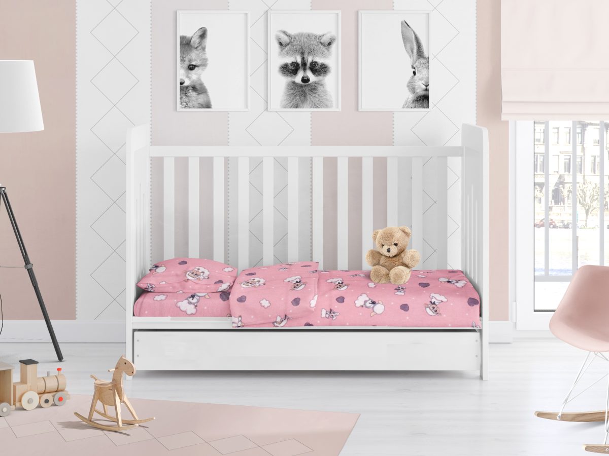 ΠΑΠΛΩΜΑ ΕΜΠΡΙΜΕ bebe Προβατάκι 05 120X160 Pink Flannel cotton 100%