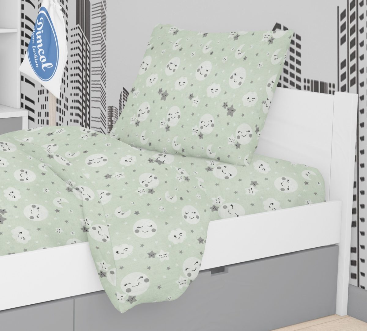 ΜΑΞΙΛΑΡΟΘΗΚΗ ΕΜΠΡΙΜΕ kids Smile 80 50X70 Green Cotton 100%