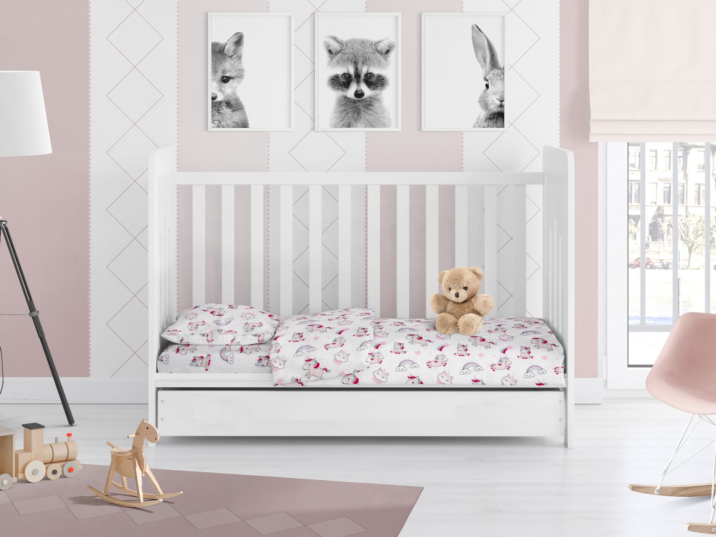 ΠΑΠΛΩΜΑ ΕΜΠΡΙΜΕ bebe Unicorn 108 120X160 White-Pink Cotton 100%