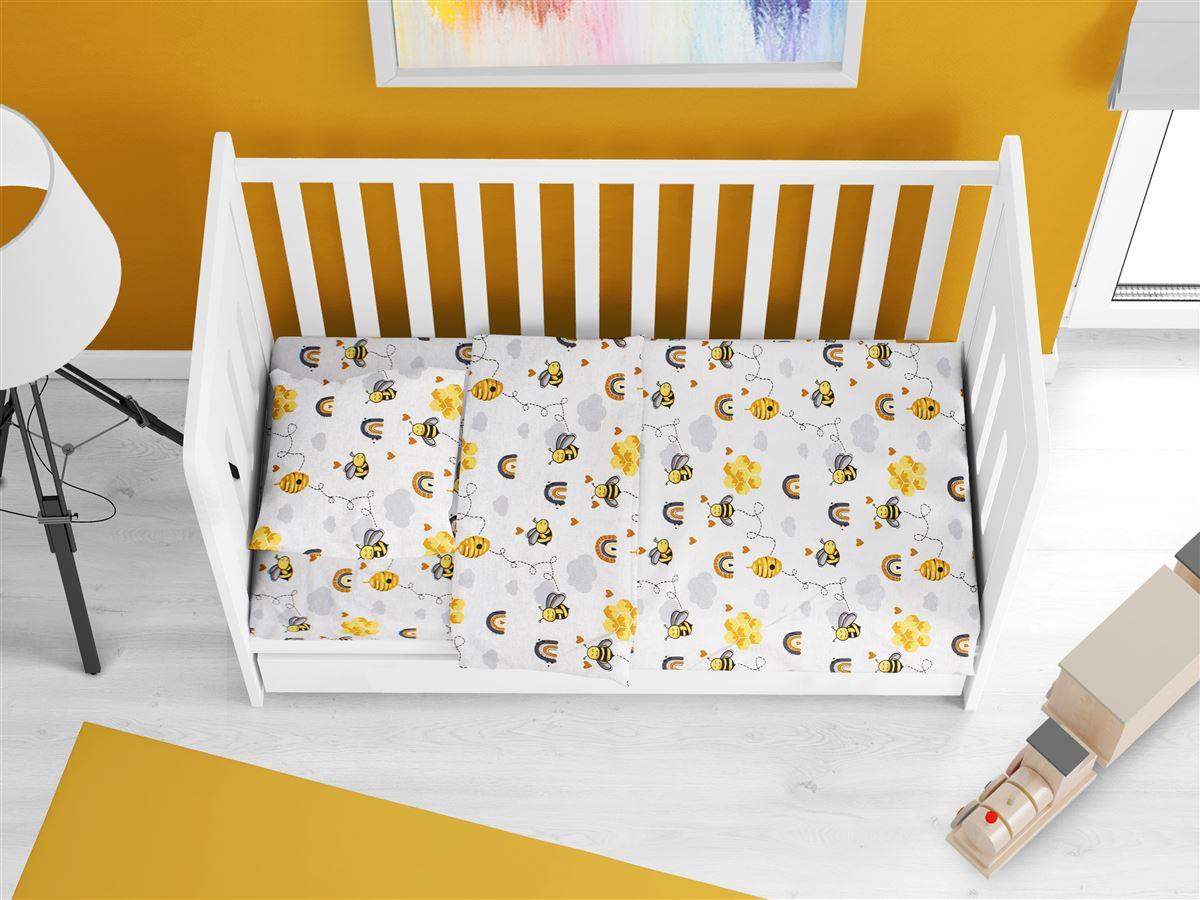 ΠΑΠΛΩΜΑ ΕΜΠΡΙΜΕ bebe Honey Bee 545 120X160 White-Yellow 100% Cotton