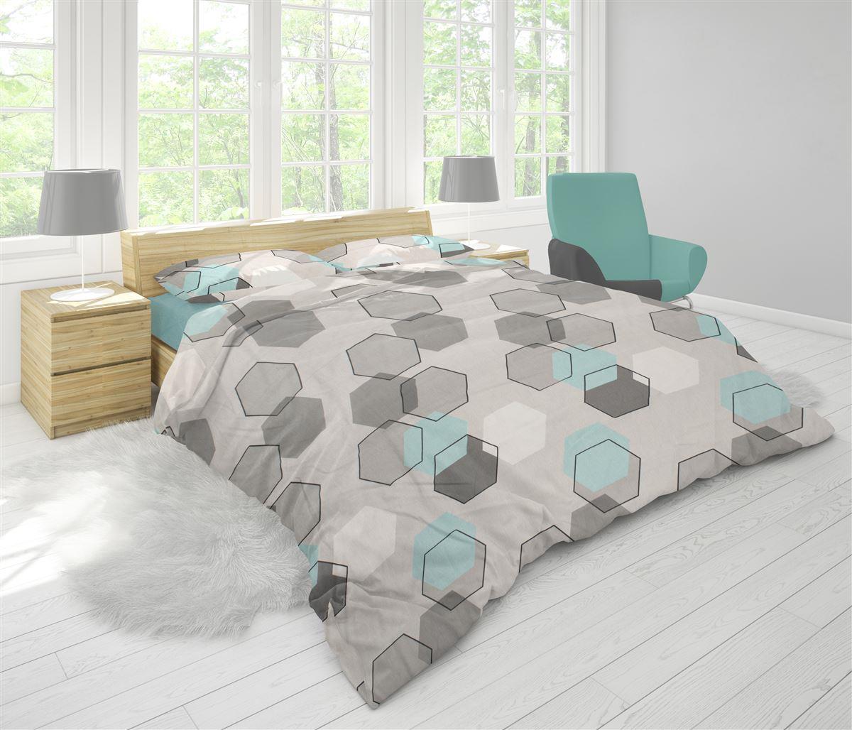 ΠΑΠΛΩΜΑ ΕΜΠΡΙΜΕ Hexagon 395 220X240 Grey 70/30 Cott/Pol