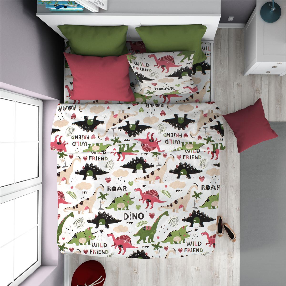 ΣΕΝΤΟΝΙΑ ΕΜΠΡΙΜΕ ΣΕΤ 3 τεμ kids Dinosaur 518 160X240 Multi-Colour 100% Cotton