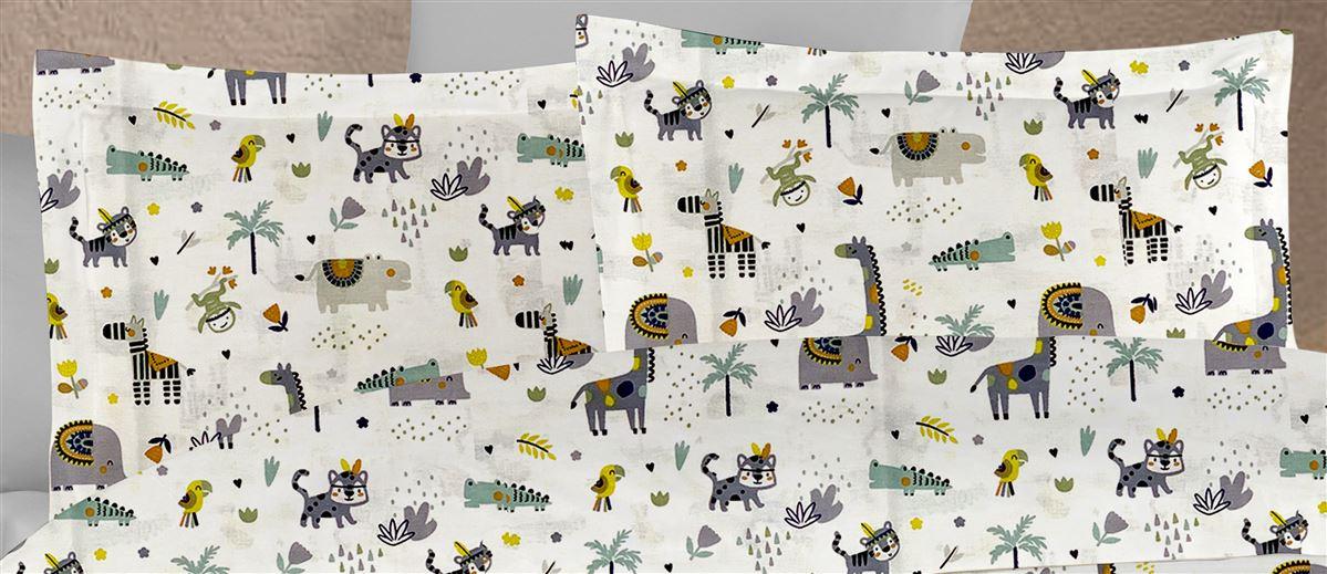 ΜΑΞΙΛΑΡΟΘΗΚΗ ΕΜΠΡΙΜΕ kids Zoo 557 50X70 White-Grey 100% Cotton