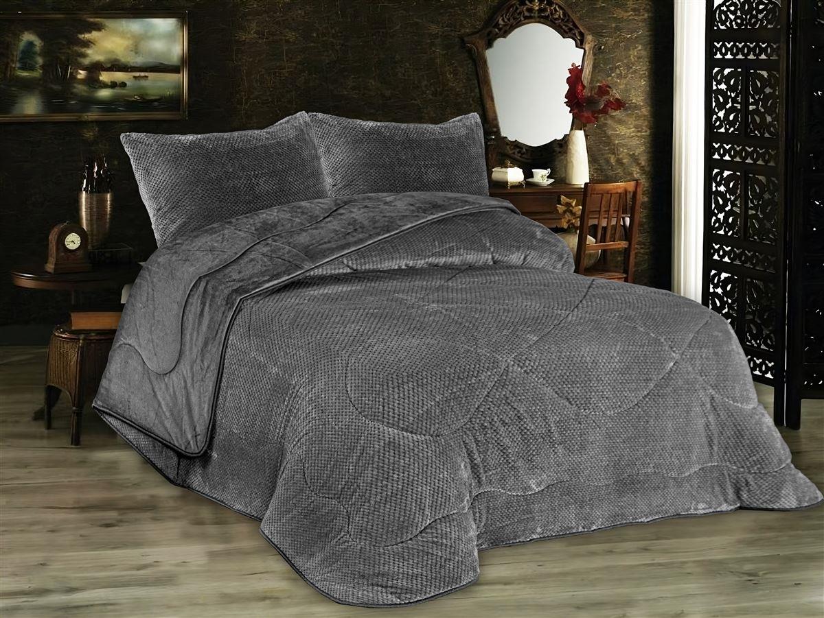 Κουβερτοπάπλωμα Popcorn Fleece 700 gsm 1950 Grey-Black 160X220 100% Polyester