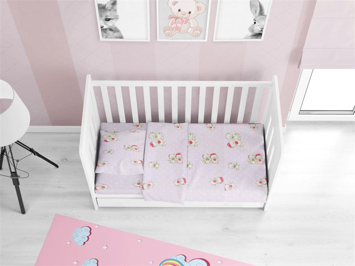 ΠΑΠΛΩΜΑ ΕΜΠΡΙΜΕ bebe Two Lovely Bears 65 120X160 Lila Cotton 100%