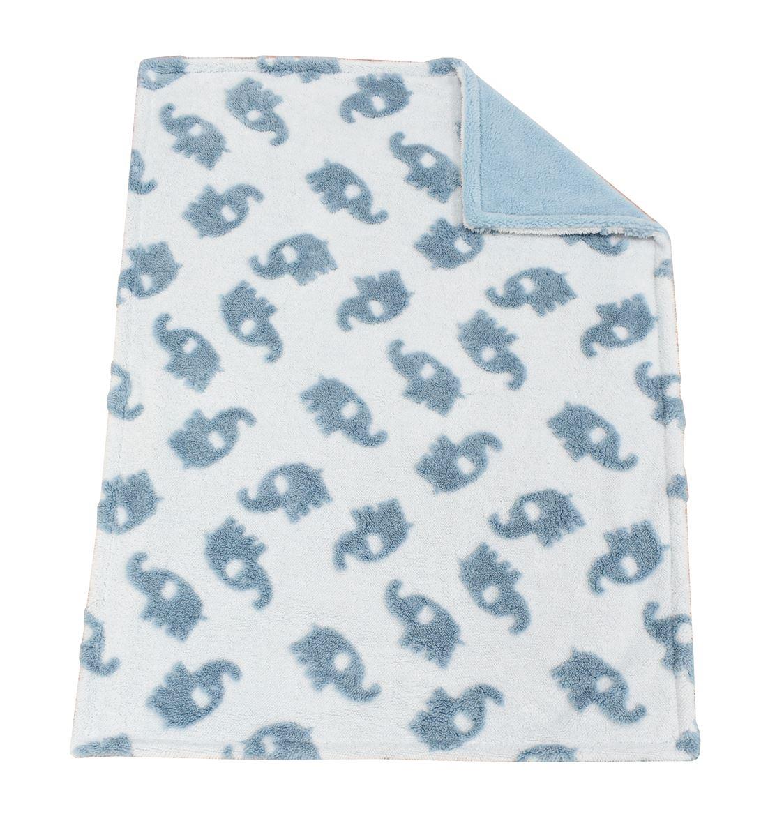 Κουβέρτα Sherpa Jacquard bebe 460 gsm Elephant 08 75X100 Sky Blue 100% Polyester