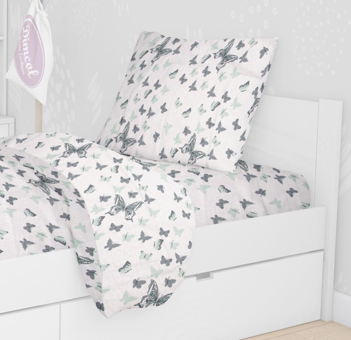 ΜΑΞΙΛΑΡΟΘΗΚΗ ΕΜΠΡΙΜΕ kids Butterfly 57 50X70 Green Cotton 100%