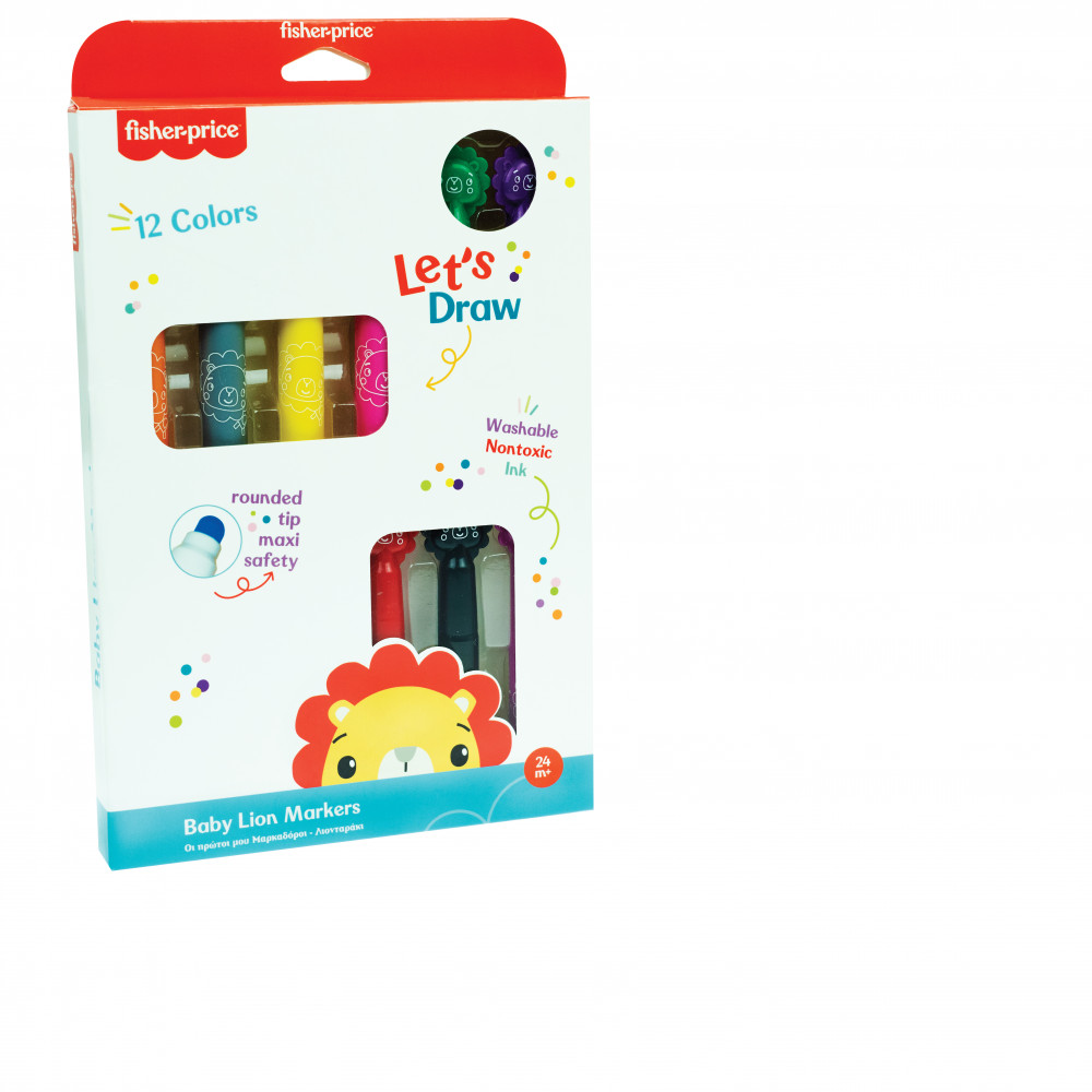 Fisher-Price Let's Draw πλενόμενοι μαρκαδόροι 12 τεμάχια