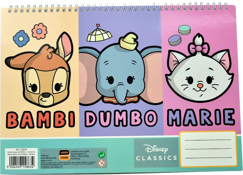 Disney Animals Κλασικό Σπιράλ Μπλοκ Ζωγραφικής A4 με 40 Φύλλα & Αυτοκόλλητα