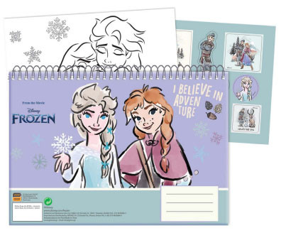 Disney Frozen Adventure A4 Σπιράλ Μπλοκ Ζωγραφικής 40 Σελίδες με Αυτοκόλλητα