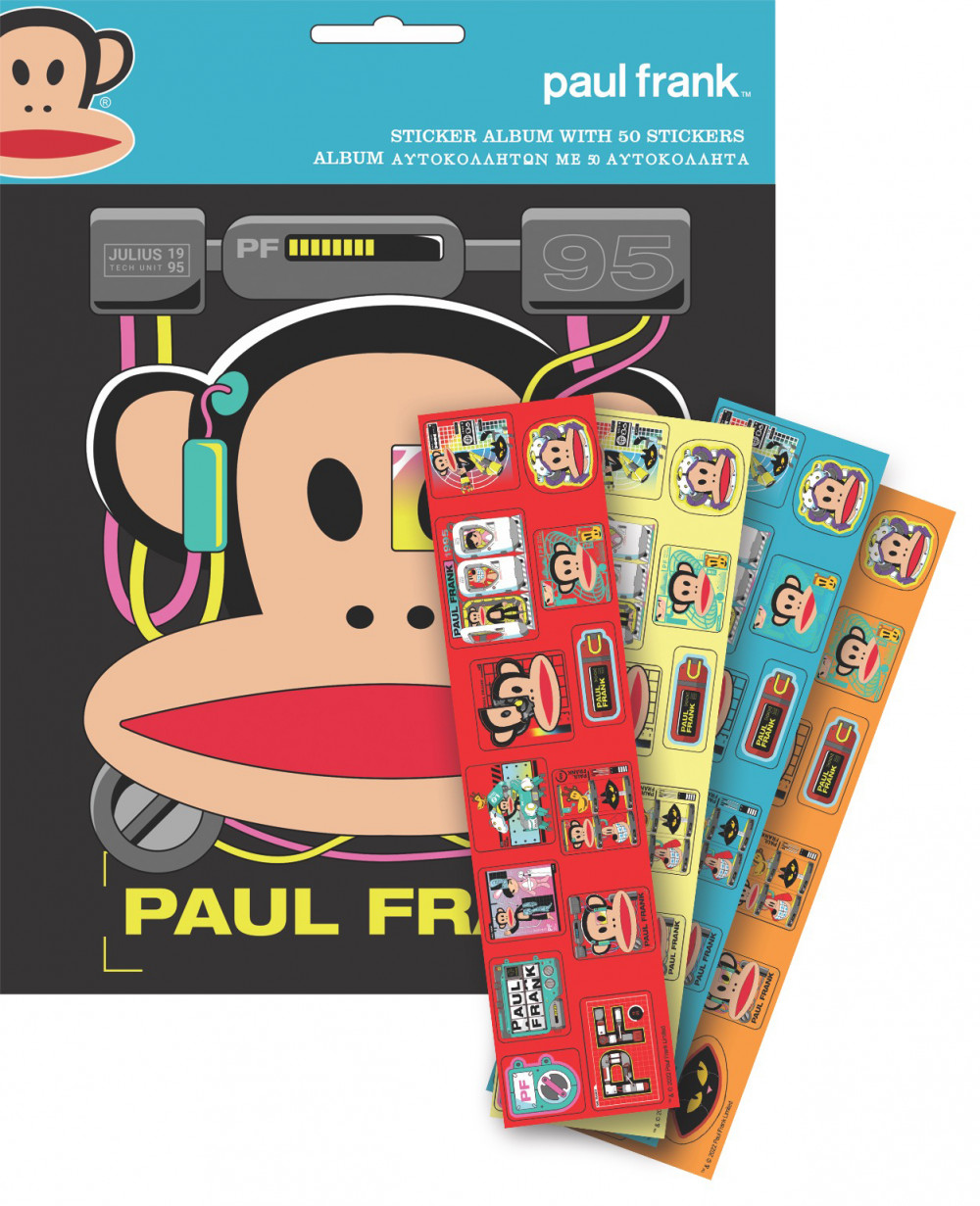 Paul Frank Monkey Παιδικό Άλμπουμ Αυτοκόλλητων Περιλαμβάνει 50 Αυτοκόλλητα
