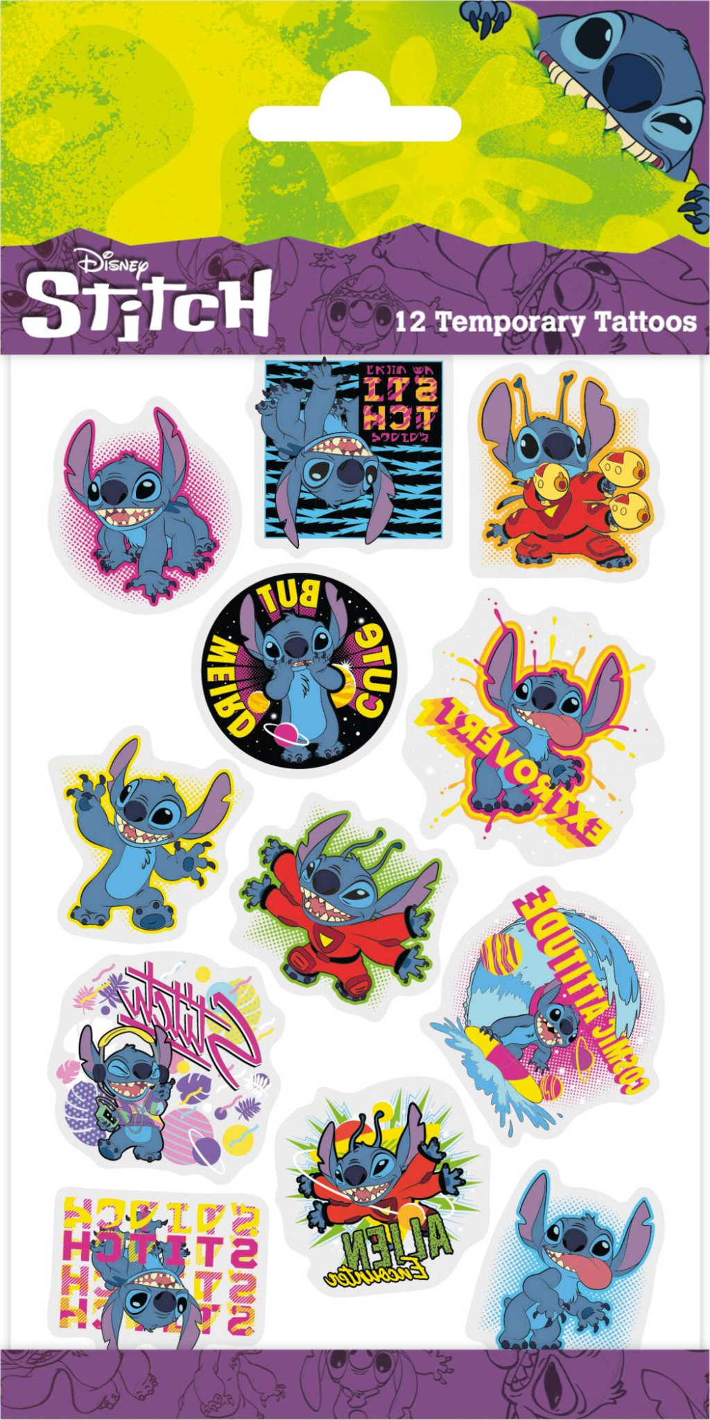 Disney Lilo & Stitch Extrovert Σετ Παιδικών Προσωρινών Τατουάζ  12 Τεμάχια