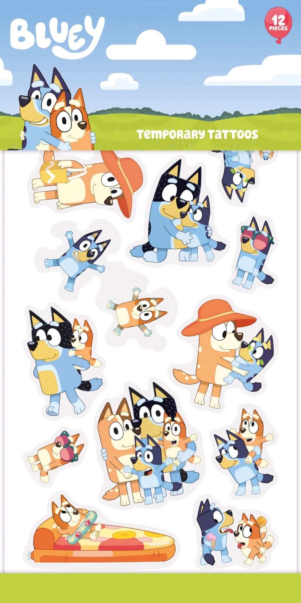 Bluey Σετ Παιδικών Προσωρινών Τατουάζ  12 Τεμάχια