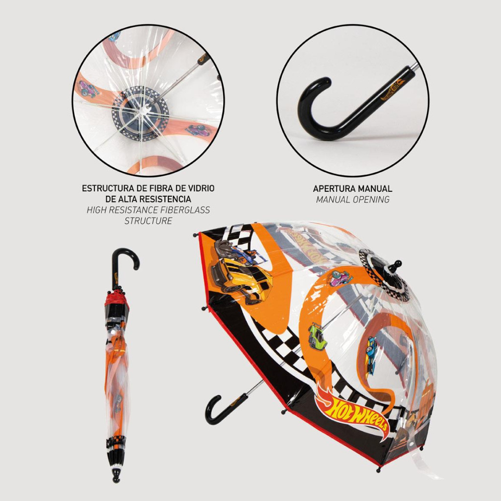 Hot Wheels Race Παιδική Διάφανη Ομπρέλα Διαμέτρου 71 cm - Image 4