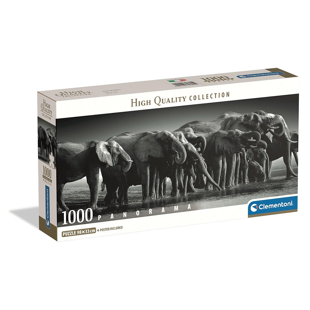 Animals Herd of Giants Elephant 1000 τεμάχια Πανοραμικό Συμπαγούς Σχεδιασμού Clementoni