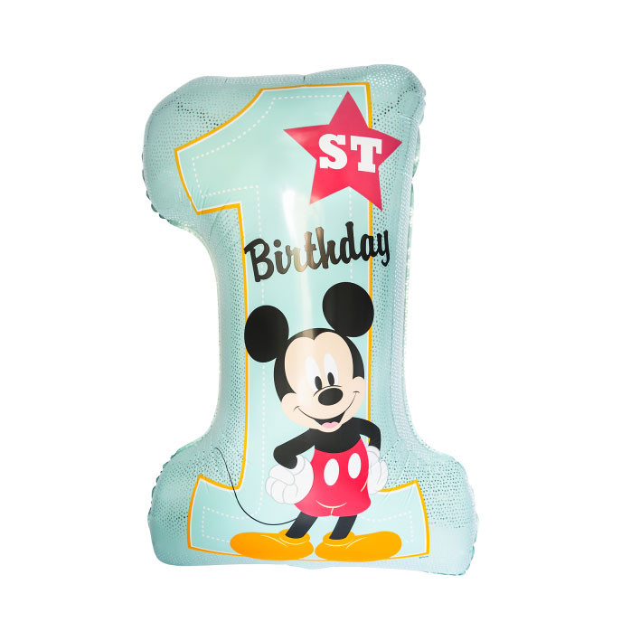 Disney Mickey Μπλε Πρώτα Γενέθλια Foil Μπαλόνι με διάσταση 71 cm