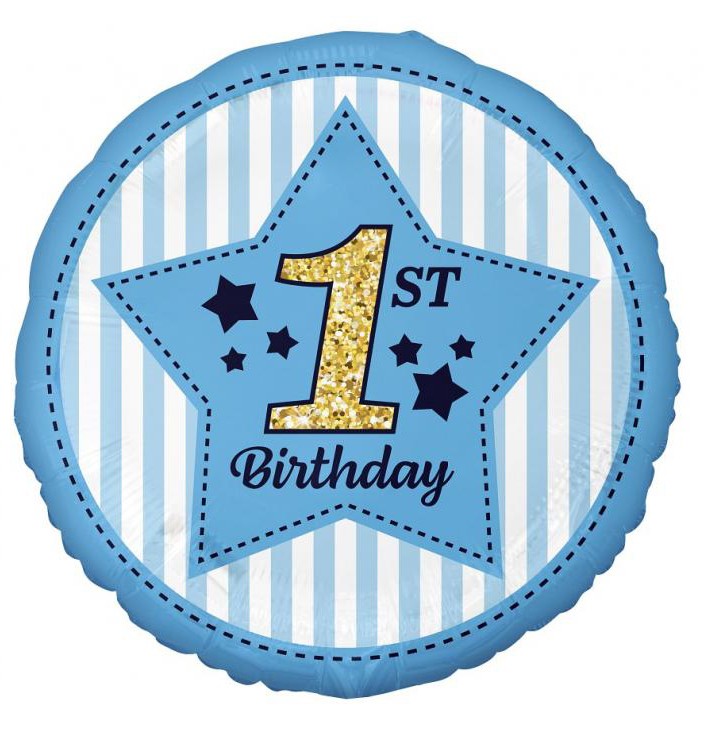 First Birthday Blue Foil Μπαλόνι 36 cm