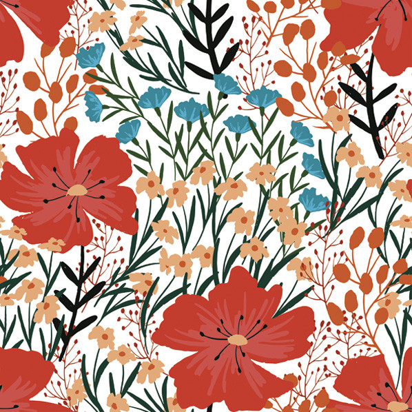 Flower Wild Flowers Poppy Παιδικές Χαρτοπετσέτες 20 τεμάχια 33x33 cm