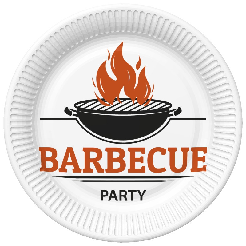 BBQ Party Barbecue Χάρτινα Πιάτα Σετ 8 Τεμαχίων 22.7 cm