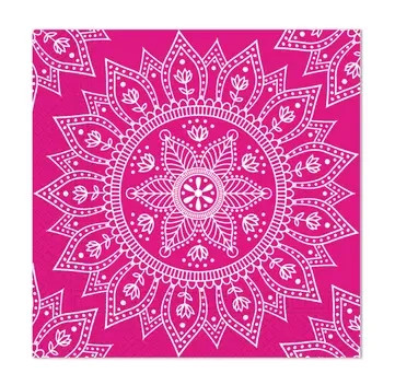 Colour Fuchsia White Mandala Παιδικές Χαρτοπετσέτες 20 τεμάχια, 33x33 cm FSC