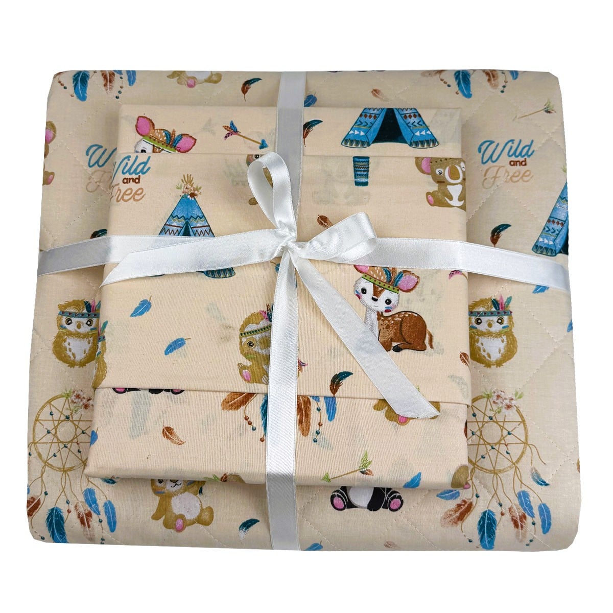 Σετ Παιδικό Κουβερλί με Σεντόνι και Μαξιλαροθήκες Boho Animals