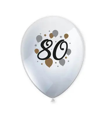 Happy Birthday Μπαλόνια Happy Birthday 80, 6 τεμάχια 11 ιντσών (27,5 cm)
