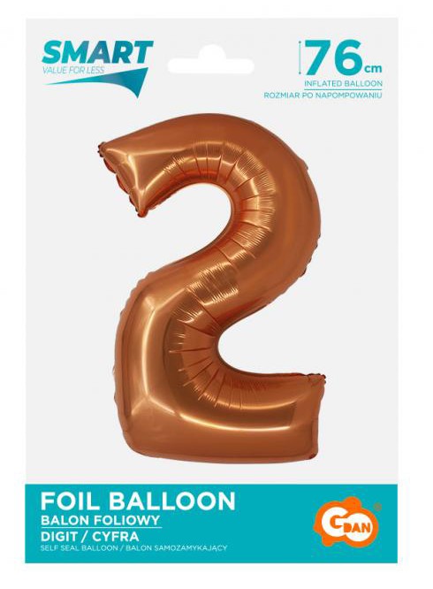 Alternative view of Number Copper Copper Number 2 Foil Μπαλόνι 76 cm