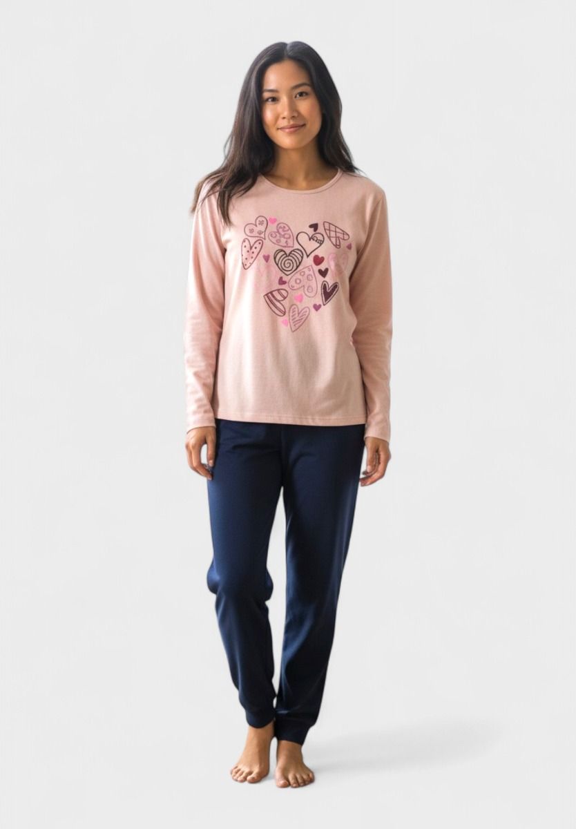 Γυναικεία Βαμβακερή Πιτζάμα Cherry Underwear Blush Hearts Σάπιο Μήλο