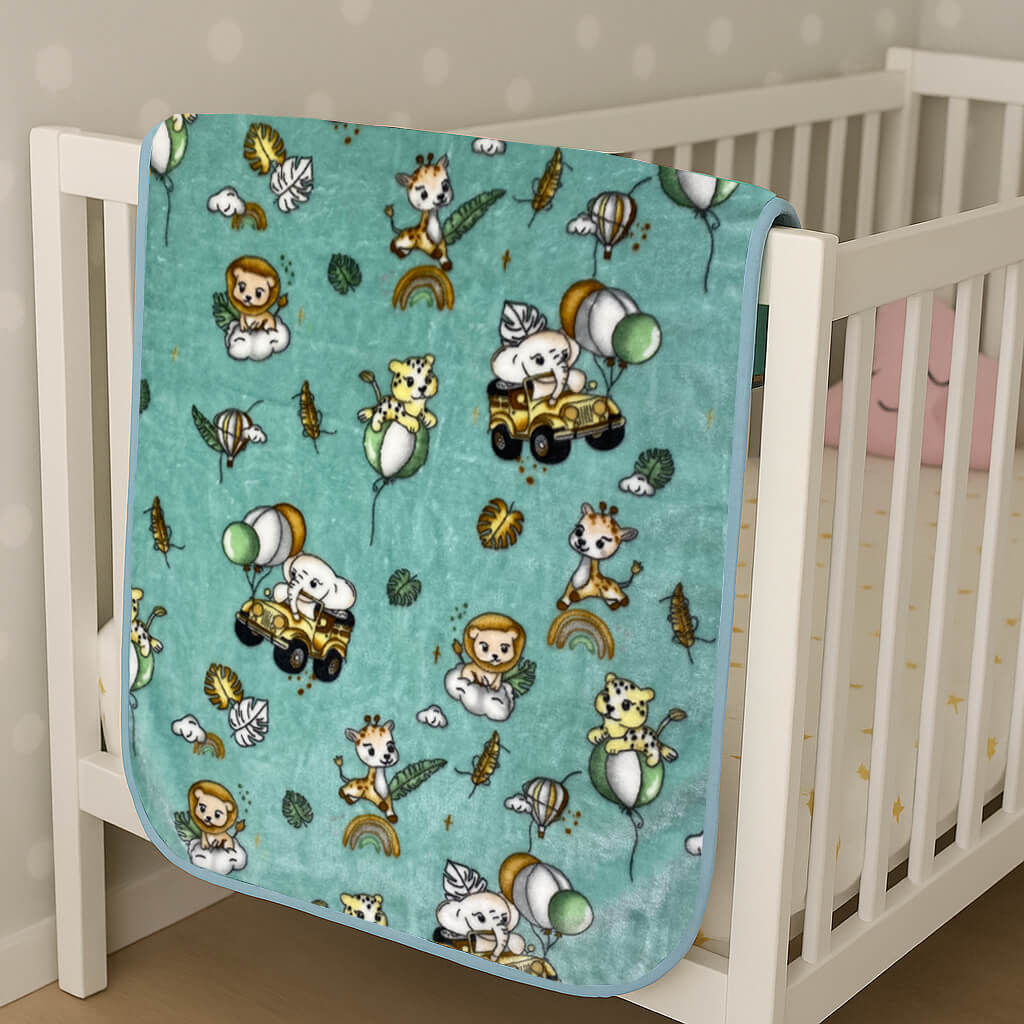 Βρεφική Κουβέρτα Κούνιας (110Χ140) Βελουτέ Happy Zoo