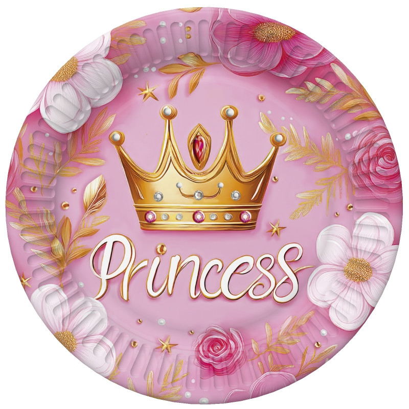 Princess Crown Princess Σετ Χάρτινα Πιάτα 8 Τεμαχίων 18 cm