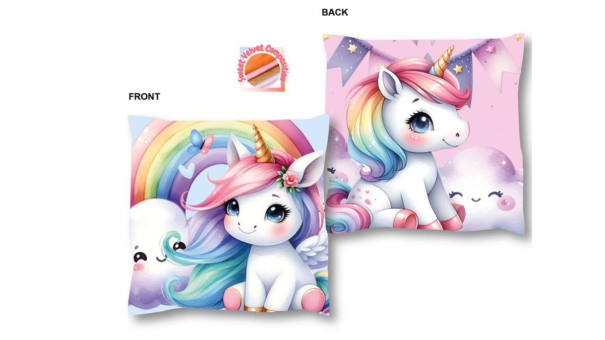 Βελούδινο Μαξιλάρι Unicorn 10 38X38 Pink 100% Velboa
