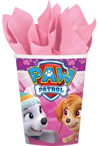 Paw Patrol Pink Παιδικά Χάρτινα Ποτήρια Πάρτι Σετ 8 Τεμαχίων 250 ml