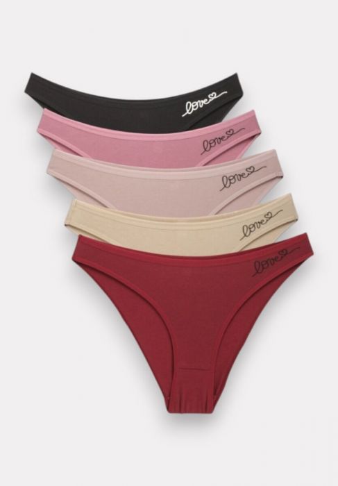 Σλιπ γυναικεία Βαμβακερά Sexen με Σχέδιο “Love” All colors Pack 10 Τεμαχίων