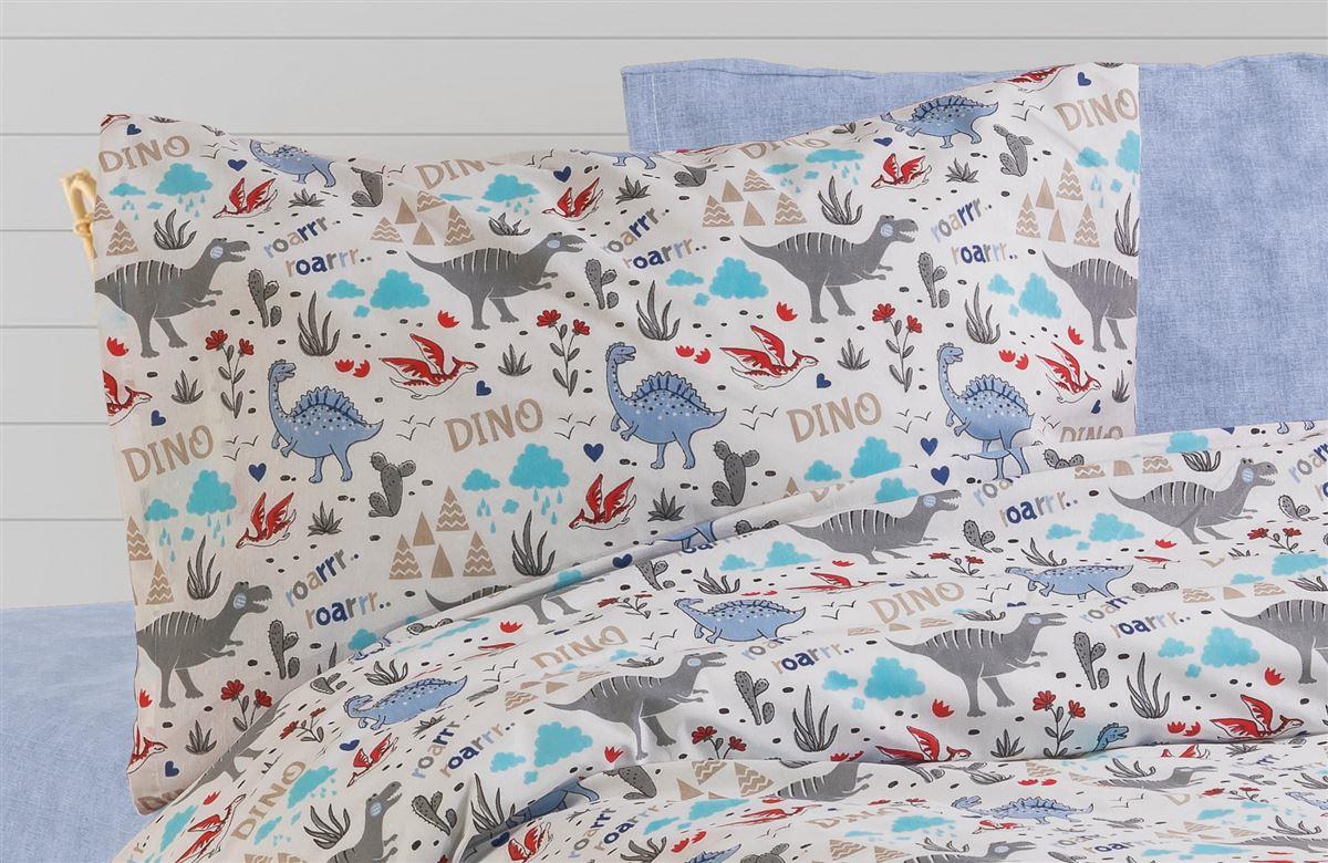 ΜΑΞΙΛΑΡΟΘΗΚΗ ΕΜΠΡΙΜΕ kids Dino 309 50X70 White-Blue Cott/Pol 70/30