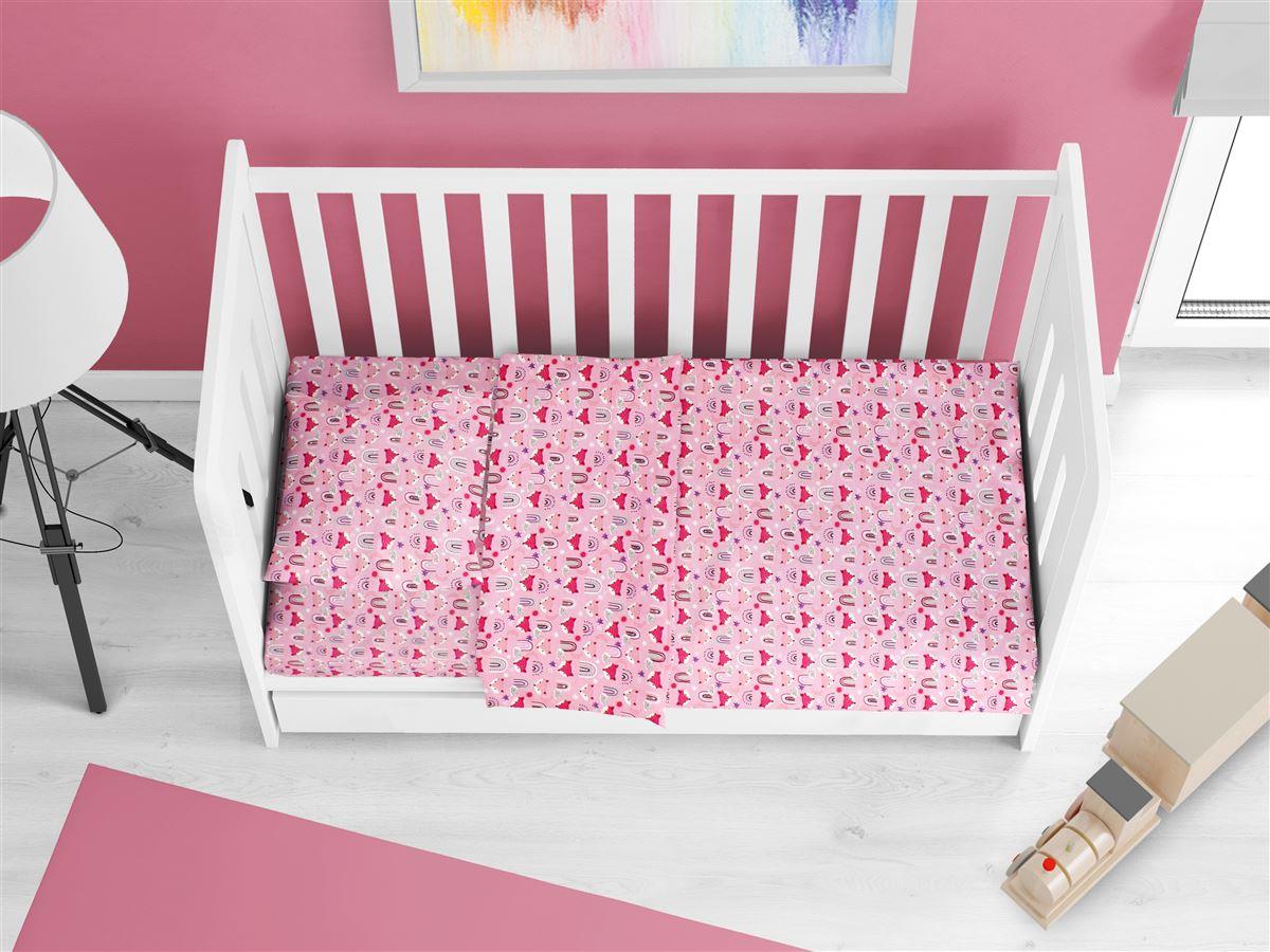 ΣΕΝΤΟΝΙΑ ΕΜΠΡΙΜΕ ΣΕΤ 3 τεμ bebe Fox 525 120X160 Pink 100% Cotton