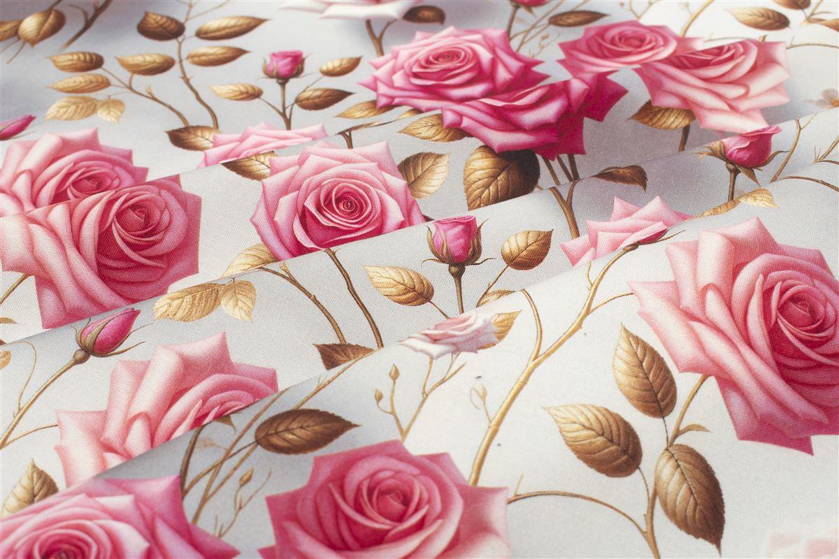 Αλέκιαστο Καρέ Ψηφιακής Εκτύπωσης Roses 465 90X90 Grey-Pink 70/30 Cott/Pol