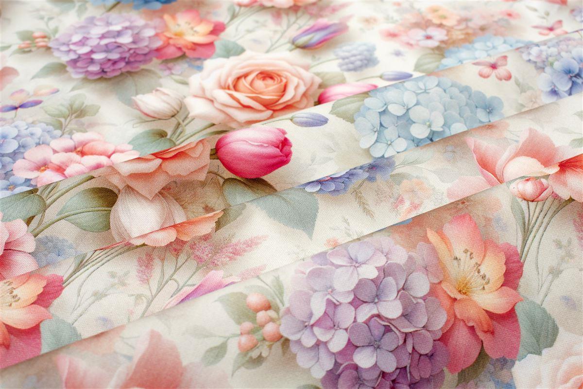 Αλέκιαστη Τραβέρσα Ψηφιακής Εκτύπωσης Ορτανσίες 464 40X180 Multi 70/30 Cott/Pol